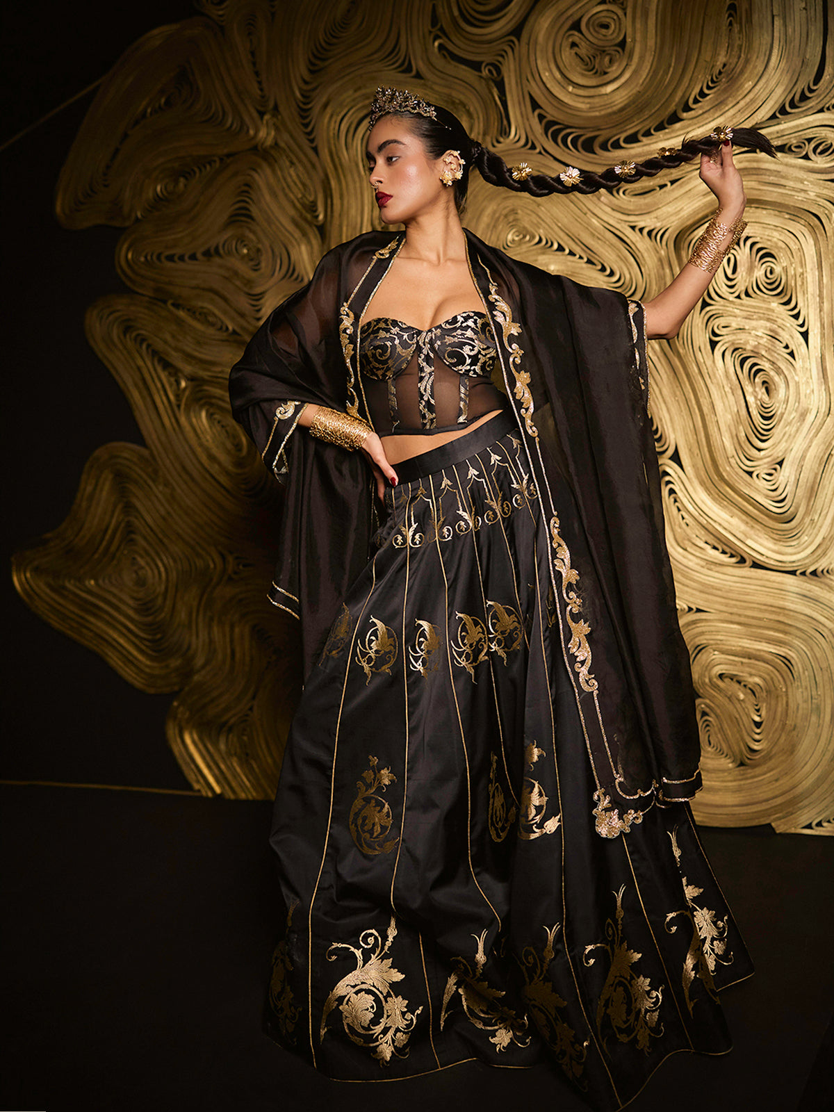 The Vixen Lehenga in Black