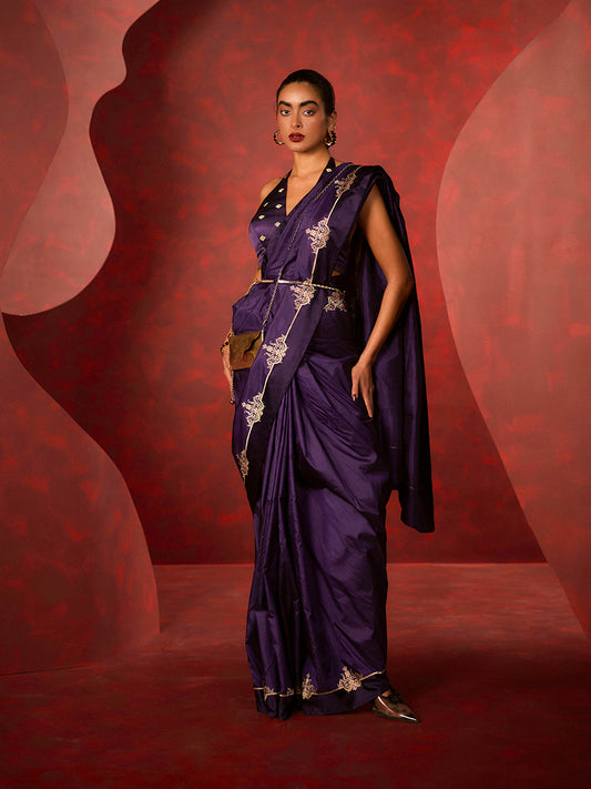 The Siren Saree in Purple