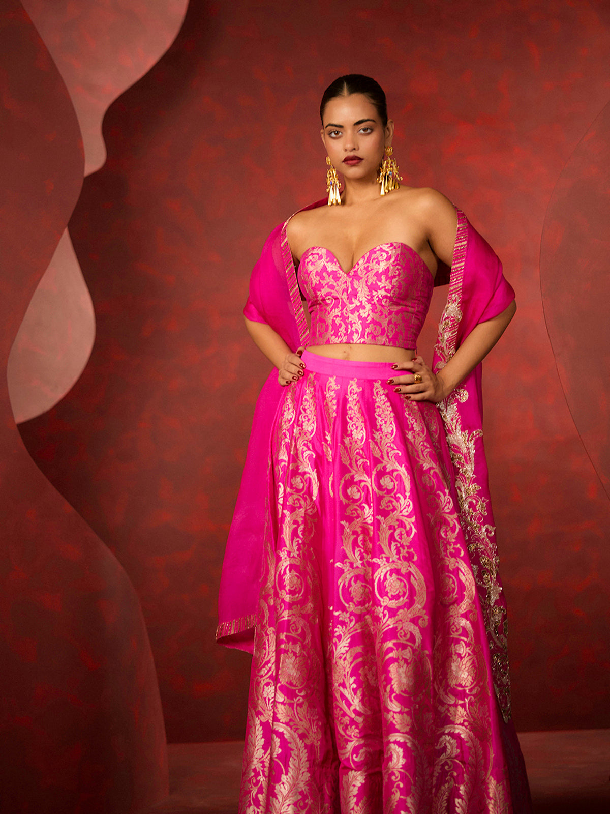 The 'Forget Me Not' Lehenga in Pink