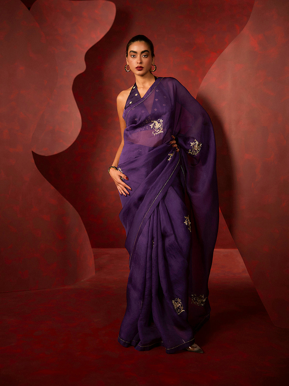 The 'Midnight Kiss' Saree in Purple