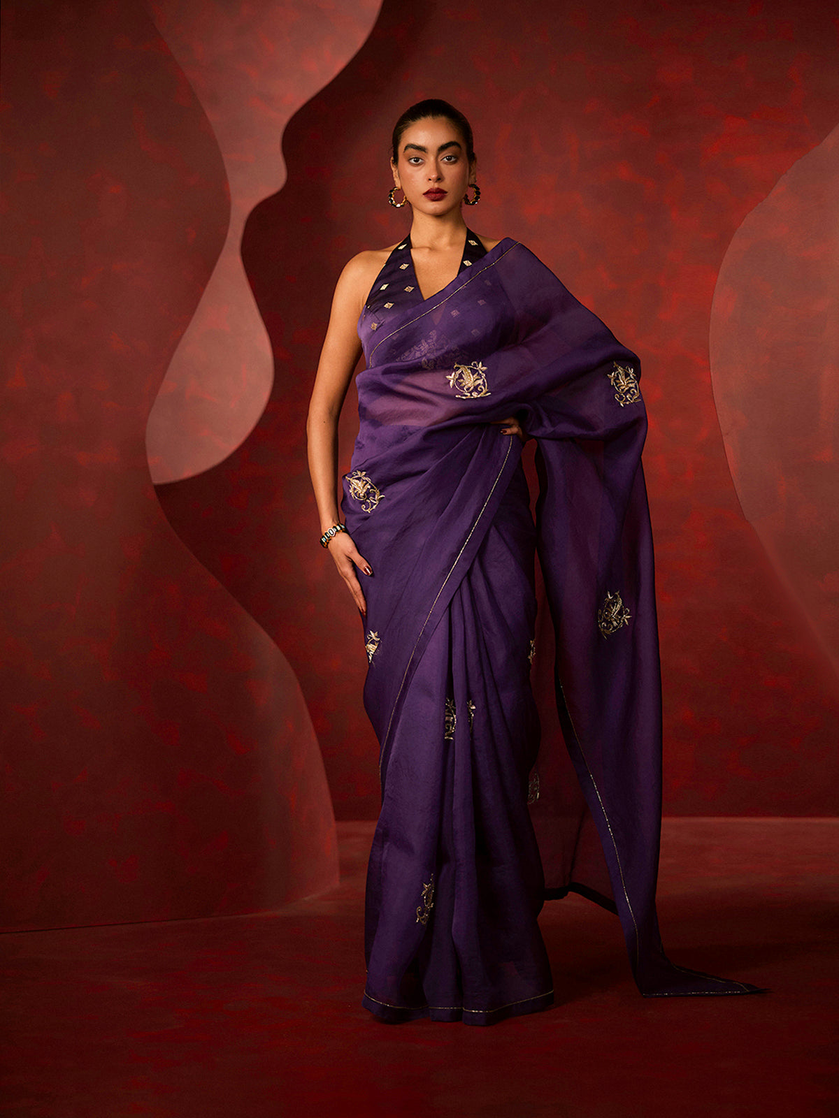 The 'Midnight Kiss' Saree in Purple