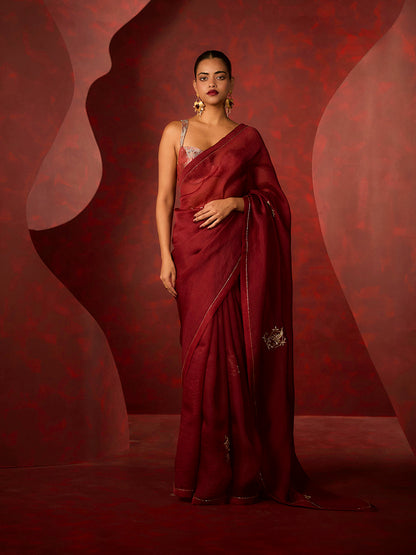 The 'Midnight Kiss' Saree in Maroon