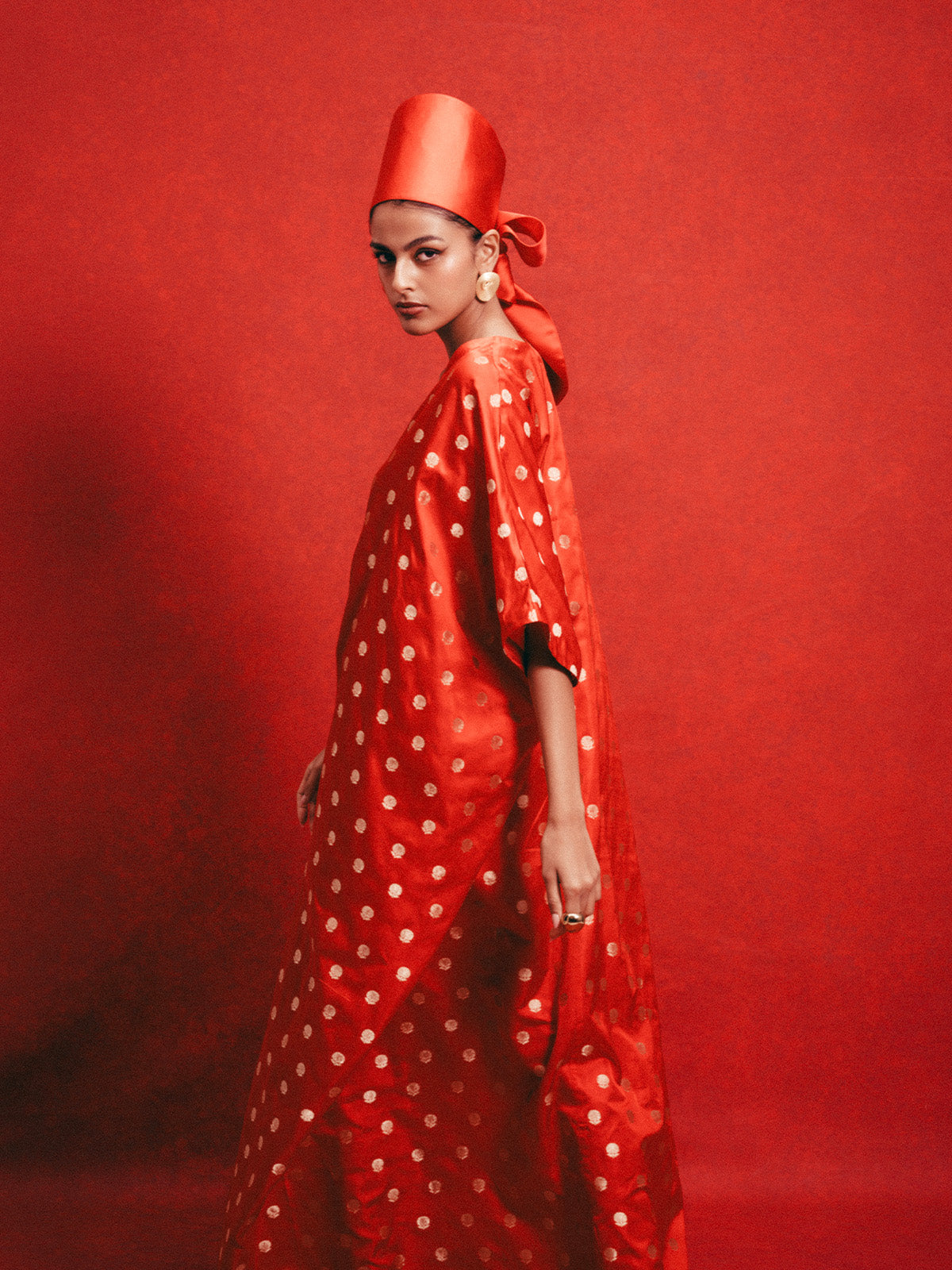 Handwoven Red Banarasi Kaftan