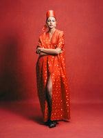 Handwoven Red Banarasi Kaftan