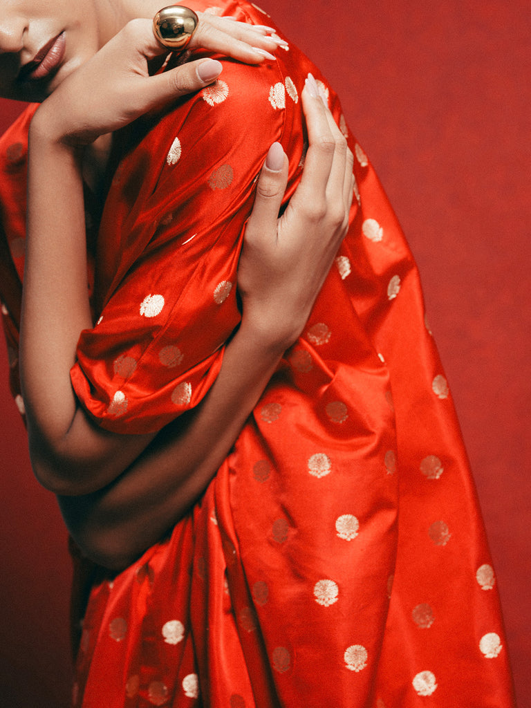 Handwoven Red Banarasi Kaftan