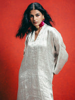 Handwoven Turquoise Banarasi Kaftan