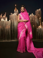 Manushi Chhillar In  The 'Femme Fatale' Saree in Pink