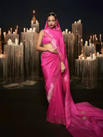 Manushi Chhillar In  The 'Femme Fatale' Saree in Pink