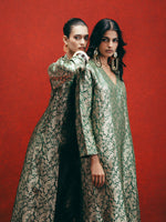 Handwoven Sage Green Banarasi Kaftan