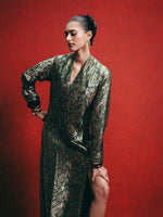 Handwoven Olive Green Banarasi Kaftan