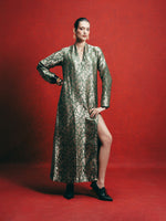 Handwoven Olive Green Banarasi Kaftan