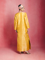 Handwoven Mustard Yellow Banarasi Kaftan