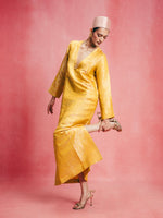 Handwoven Mustard Yellow Banarasi Kaftan