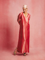 Handwoven Salmon Pink Banarasi Kaftan