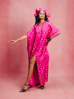 Handwoven Hot Pink Banarasi Kaftan