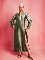 Handwoven Emerald Green Banarasi Kaftan