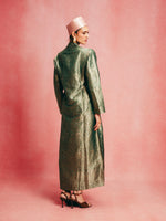 Handwoven Emerald Green Banarasi Kaftan