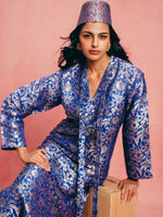 Handwoven Royal Blue Banarasi Kaftan