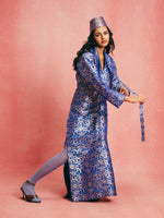 Handwoven Royal Blue Banarasi Kaftan