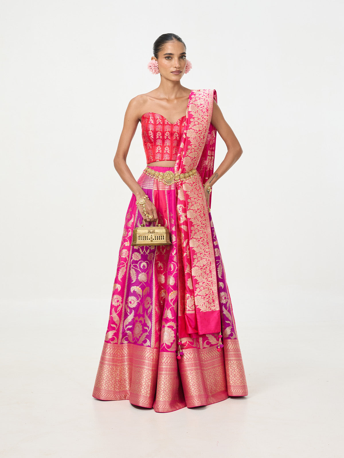 Handwoven Hot Pink Banarasi Lehenga