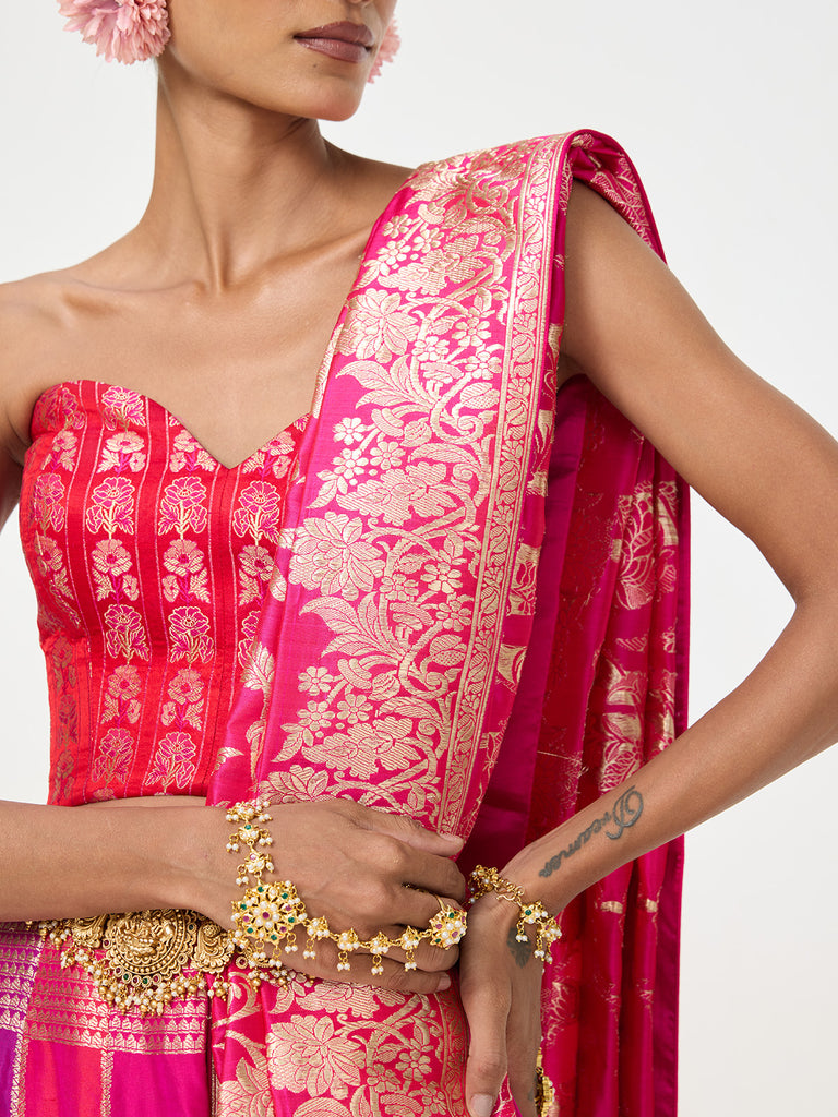 Handwoven Hot Pink Banarasi Lehenga