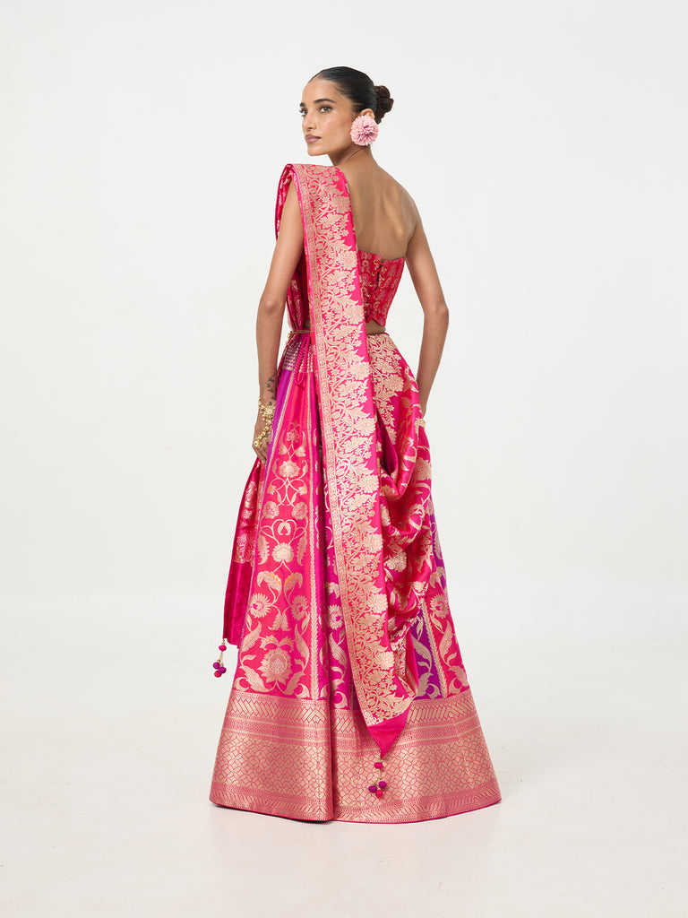 Handwoven Hot Pink Banarasi Lehenga