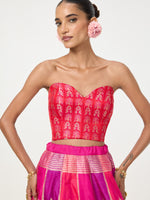 Handwoven Red Cutwork Banarasi Corset