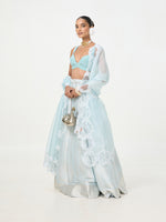 Handwoven Ice-Blue Banarasi Lehenga