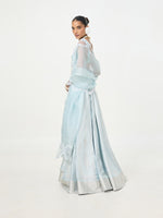 Handwoven Ice-Blue Banarasi Lehenga
