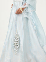 Handwoven Ice-Blue Banarasi Lehenga