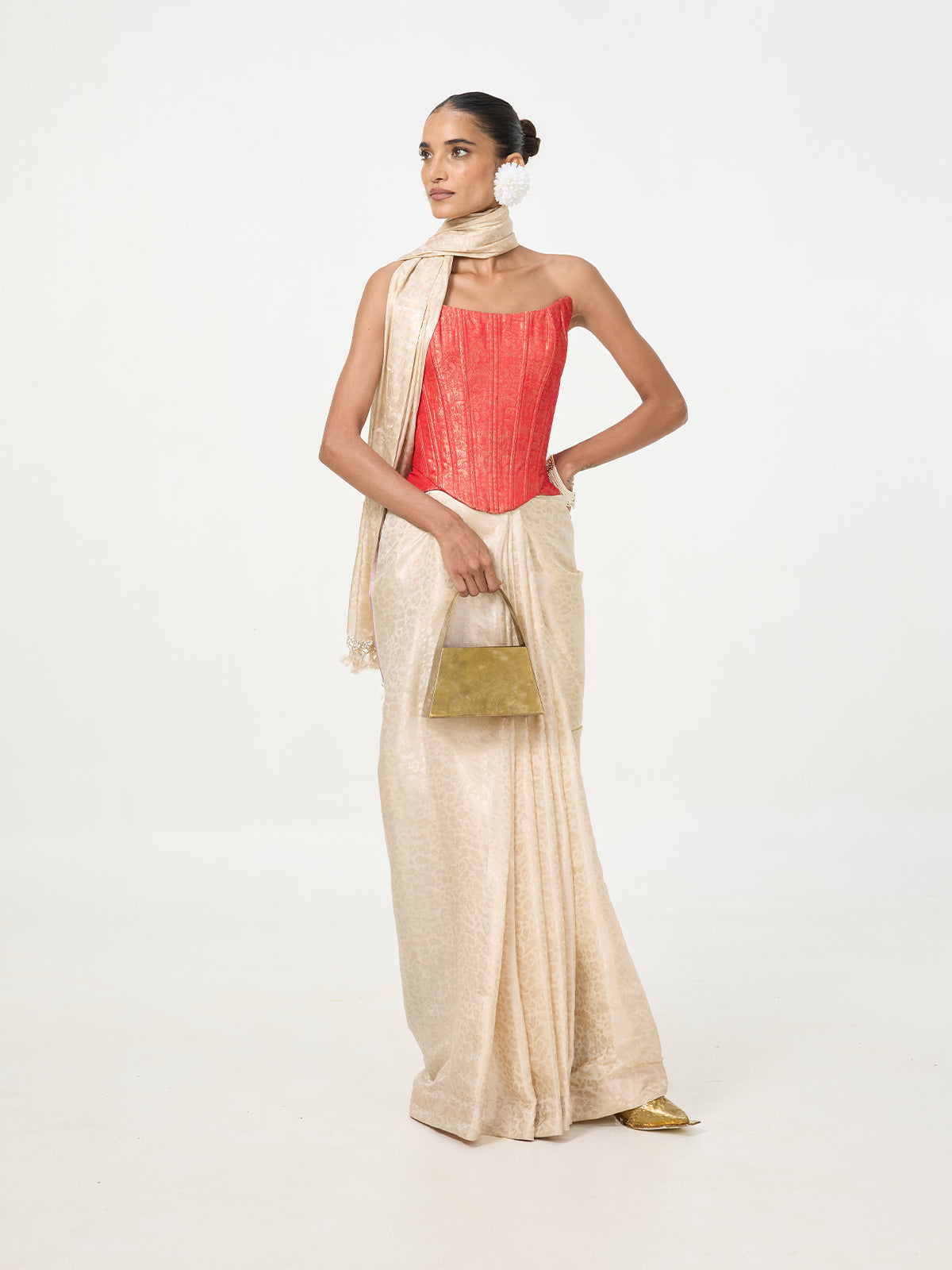 Handwoven Off-White Tissue Saree