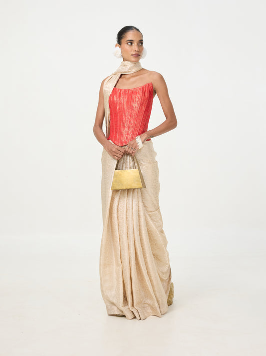 Handwoven Off-White Tissue Saree