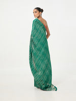 Handwoven Bottle Green Tissue Saree