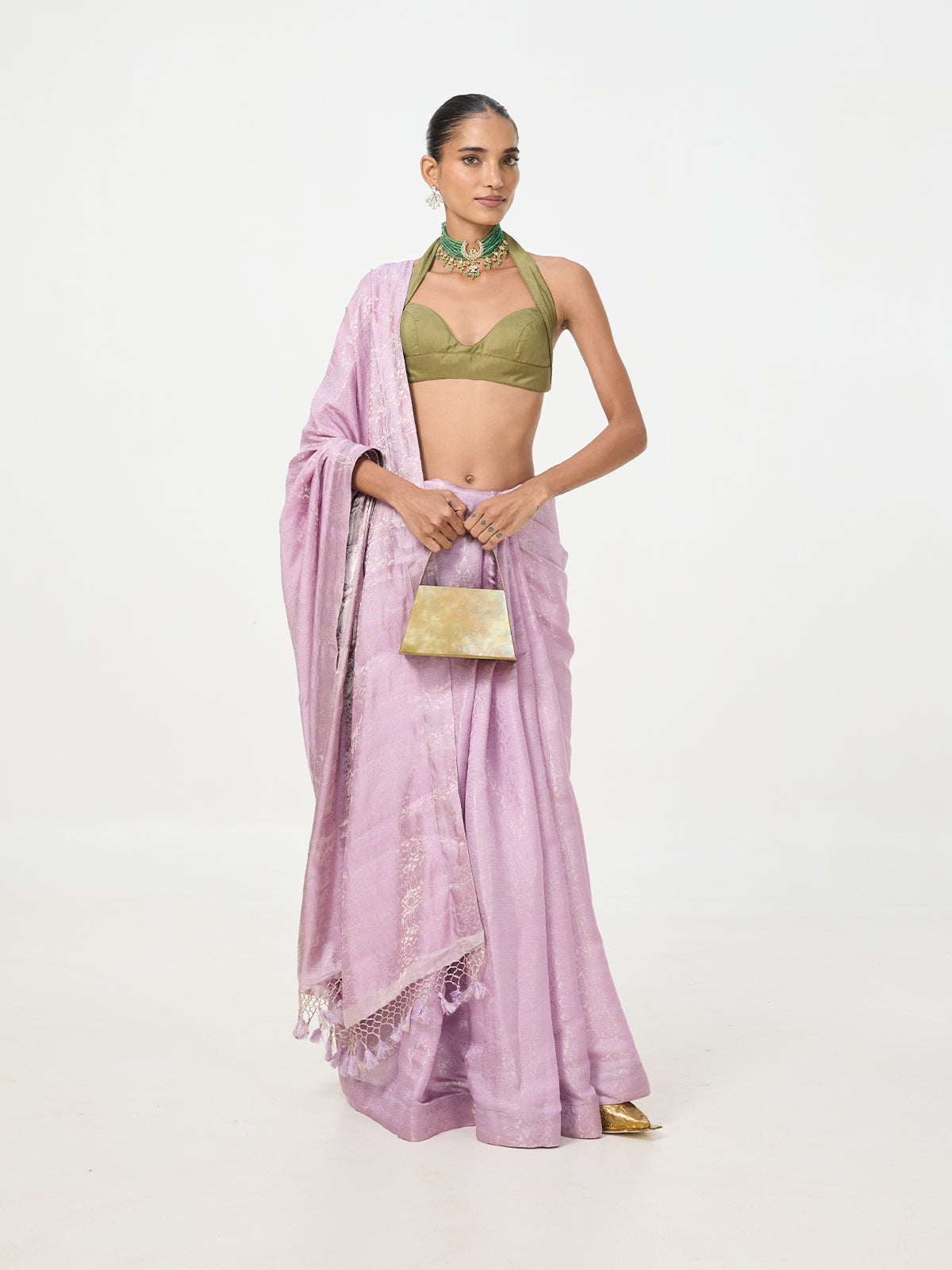 Handwoven Lavender Tissue Saree