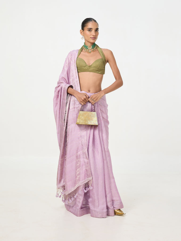 Handwoven Lavender Tissue Saree