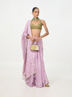 Handwoven Lavender Tissue Saree