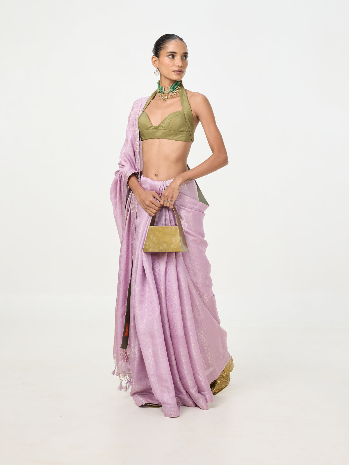 Handwoven Lavender Tissue Saree