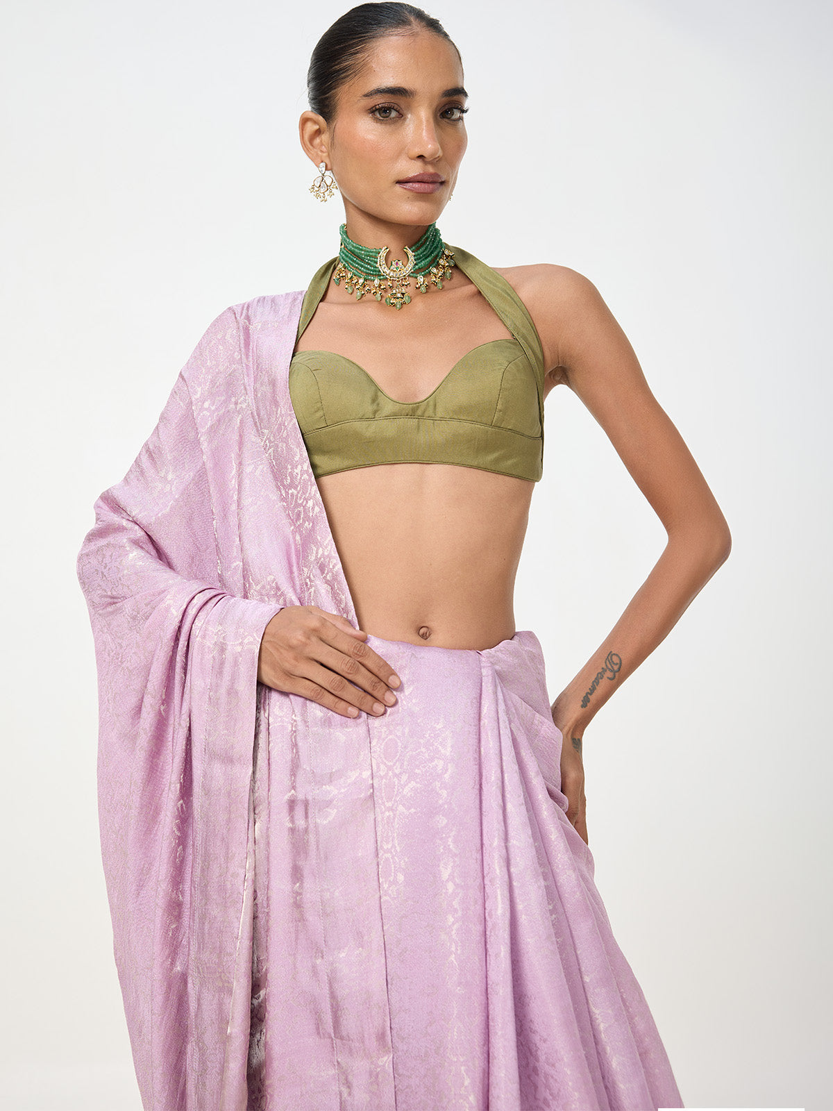 Handwoven Lavender Tissue Saree