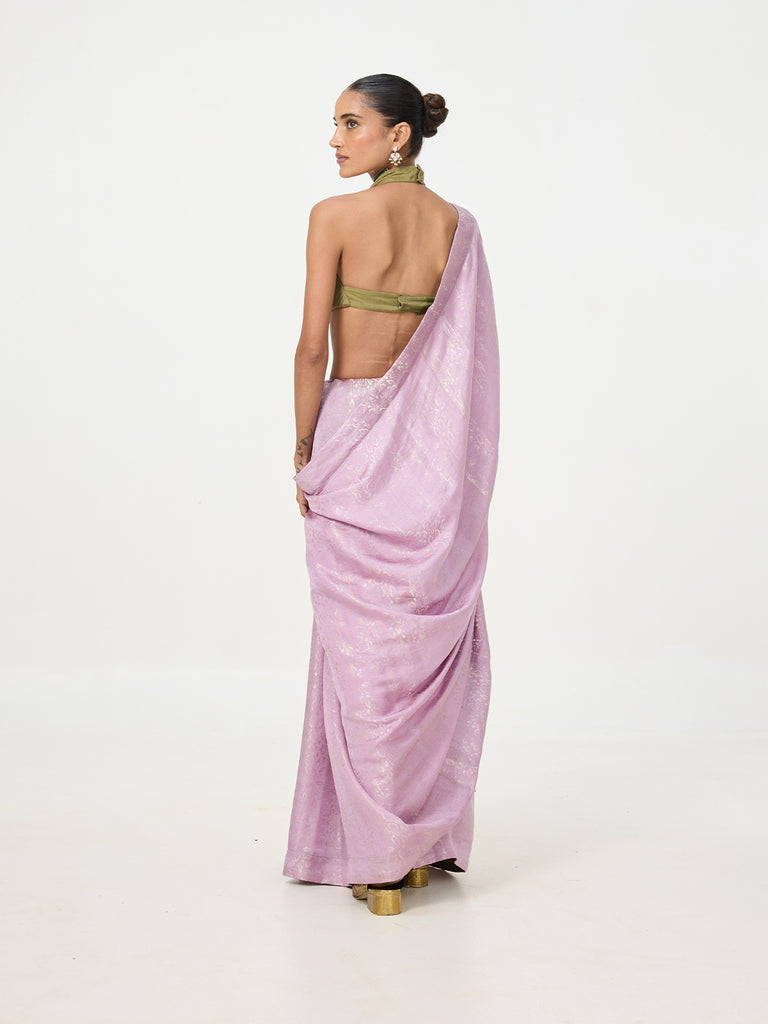Handwoven Lavender Tissue Saree
