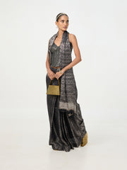 Handwoven Noir Tissue Saree