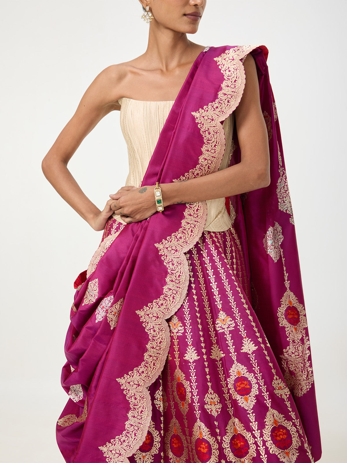 Handwoven Burgundy Banarasi Lehenga