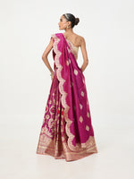 Handwoven Burgundy Banarasi Lehenga