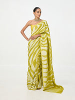 Handwoven Khaki Green Tusser Saree