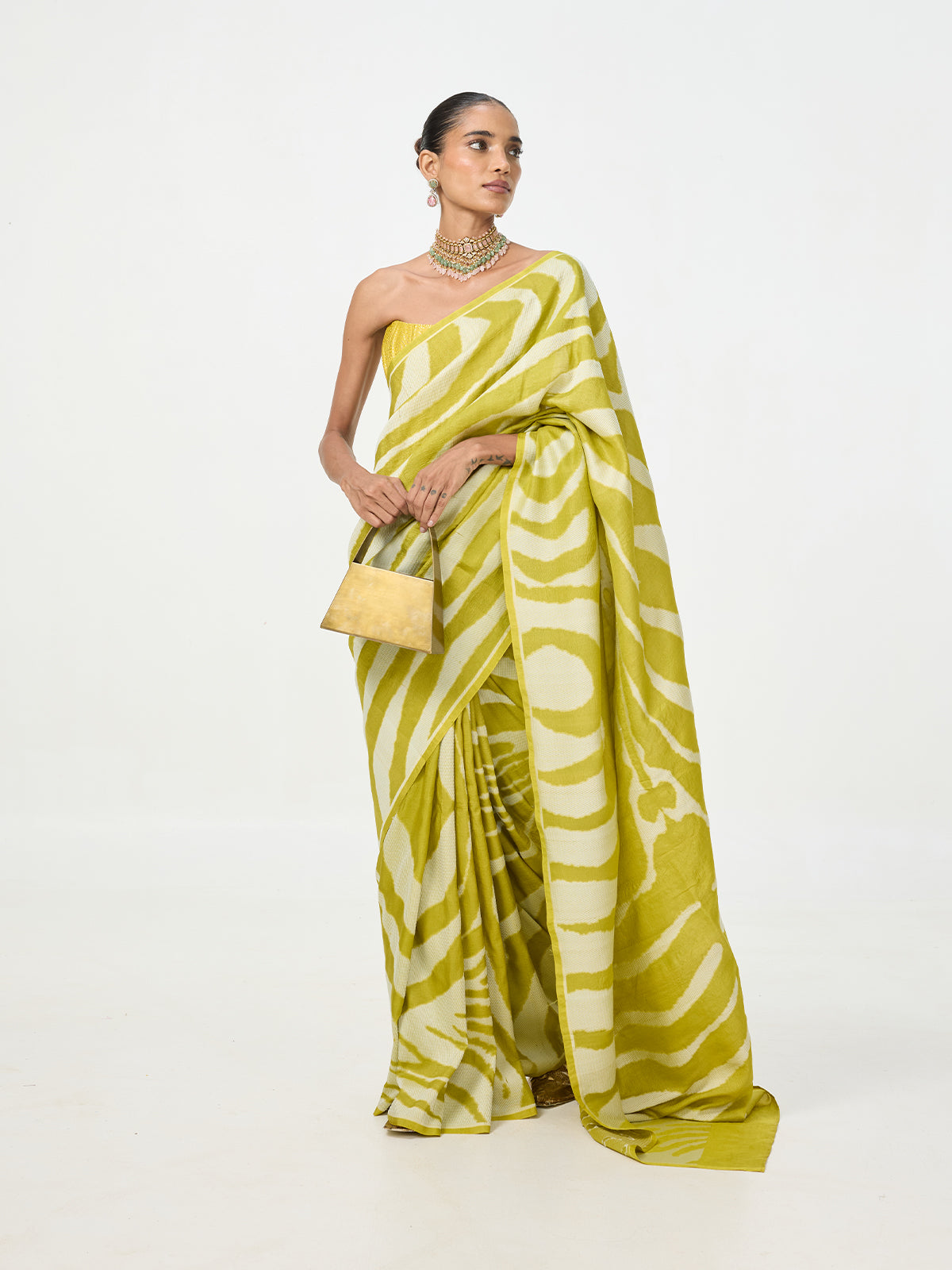 Handwoven Khaki Green Tusser Saree