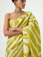 Handwoven Khaki Green Tusser Saree