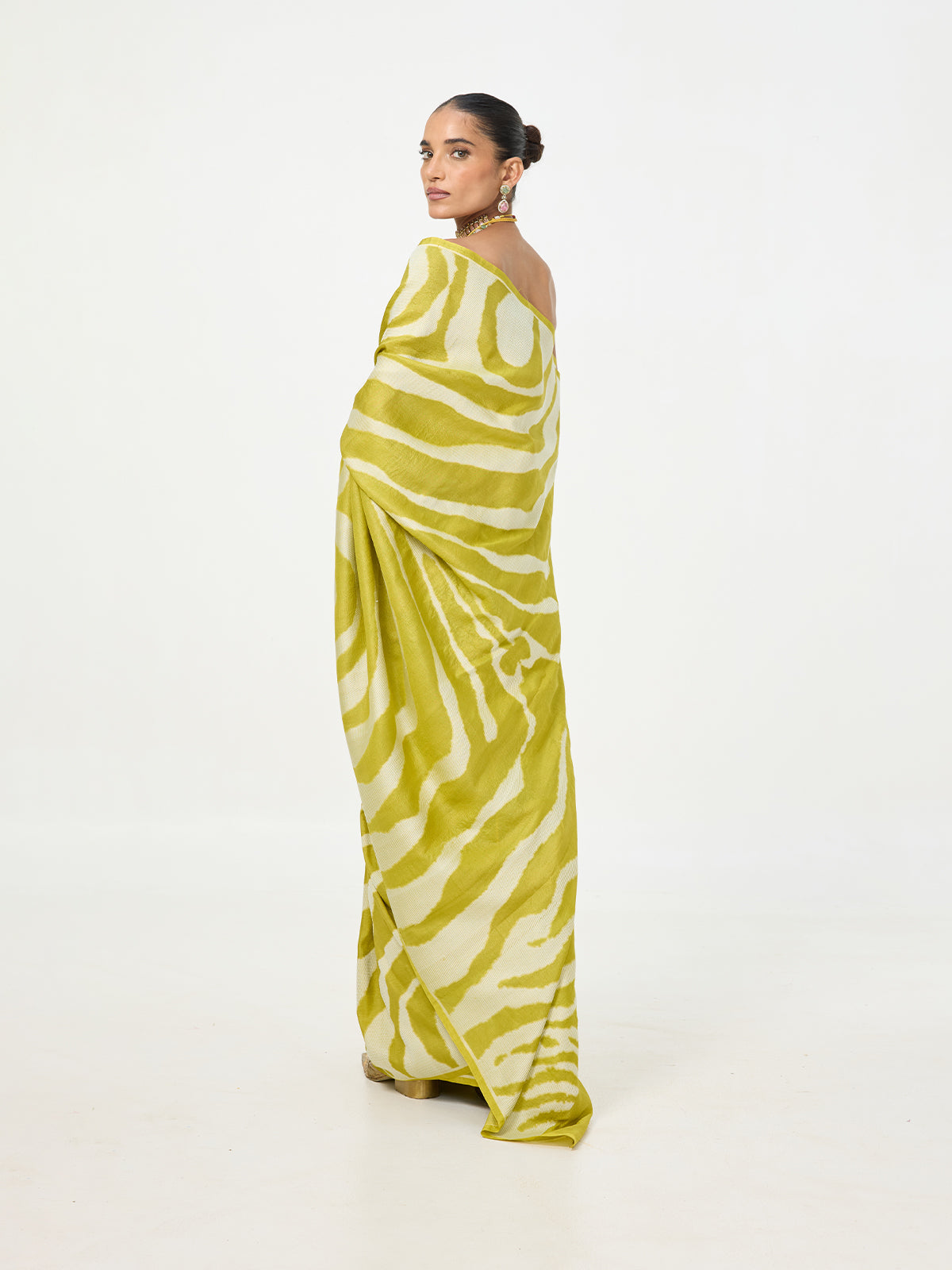 Handwoven Khaki Green Tusser Saree