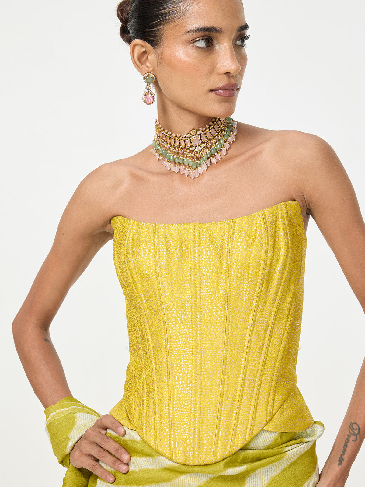Handwoven Citron Yellow Corset