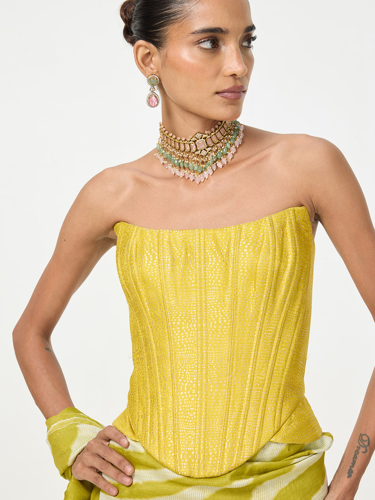 Handwoven Citron Yellow Corset