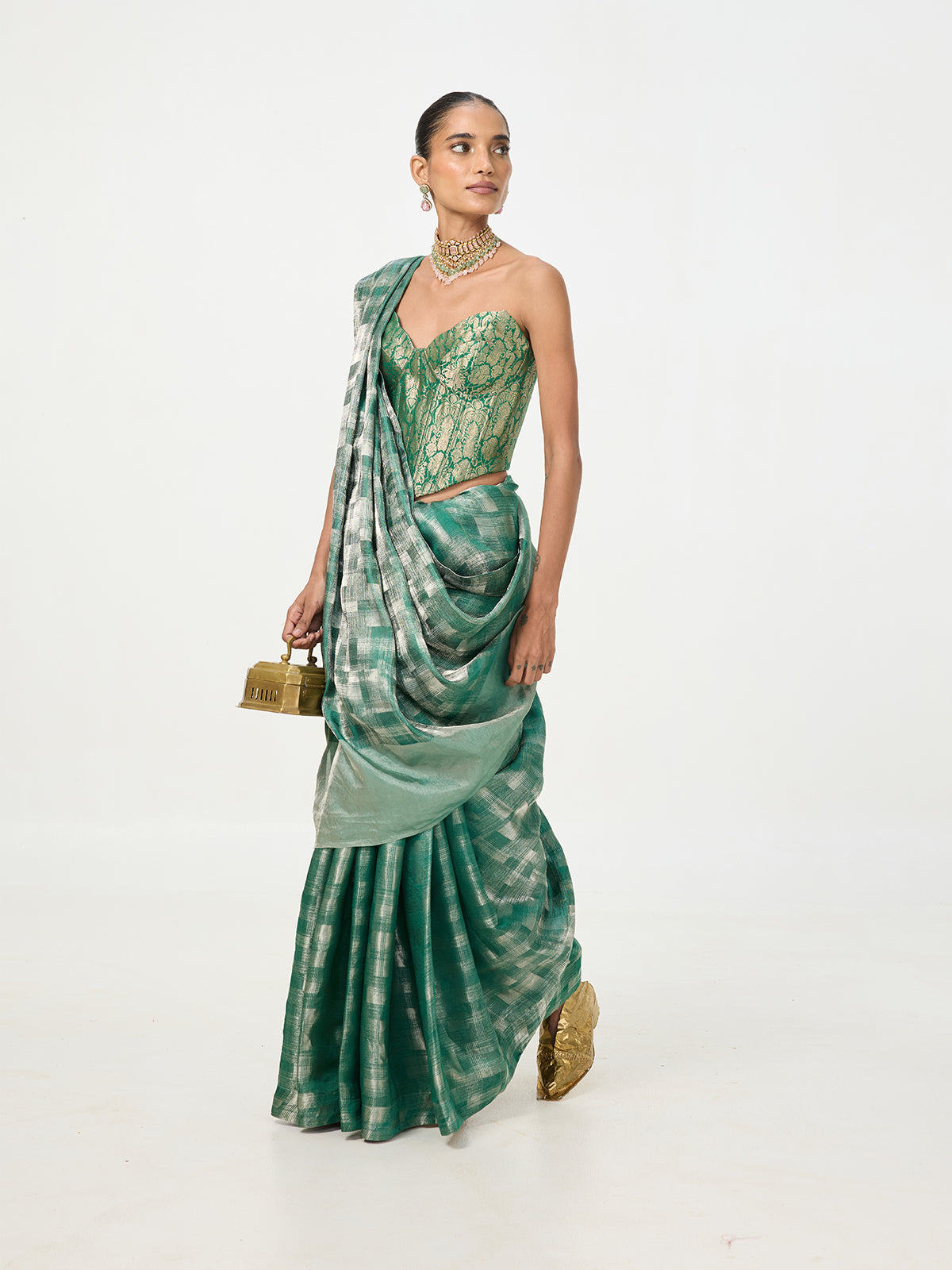 Handwoven Green Cutwork Banarasi Silk Saree