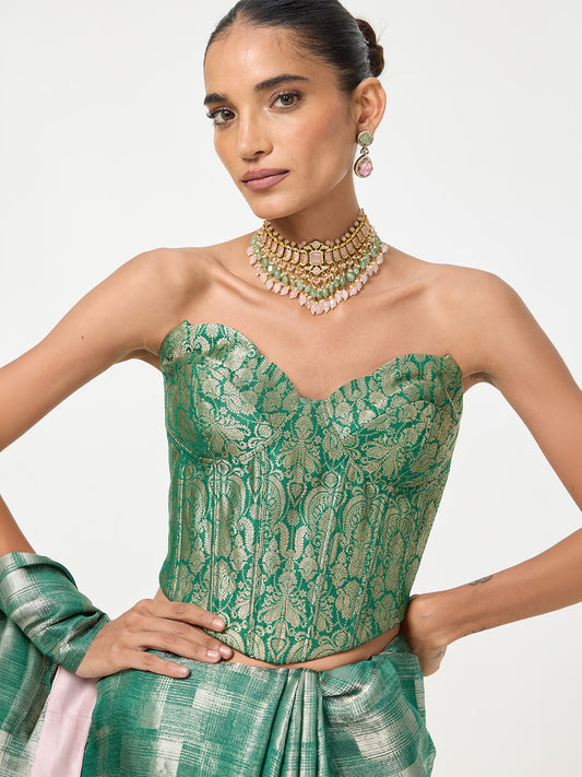 Handwoven Dark Green Corset